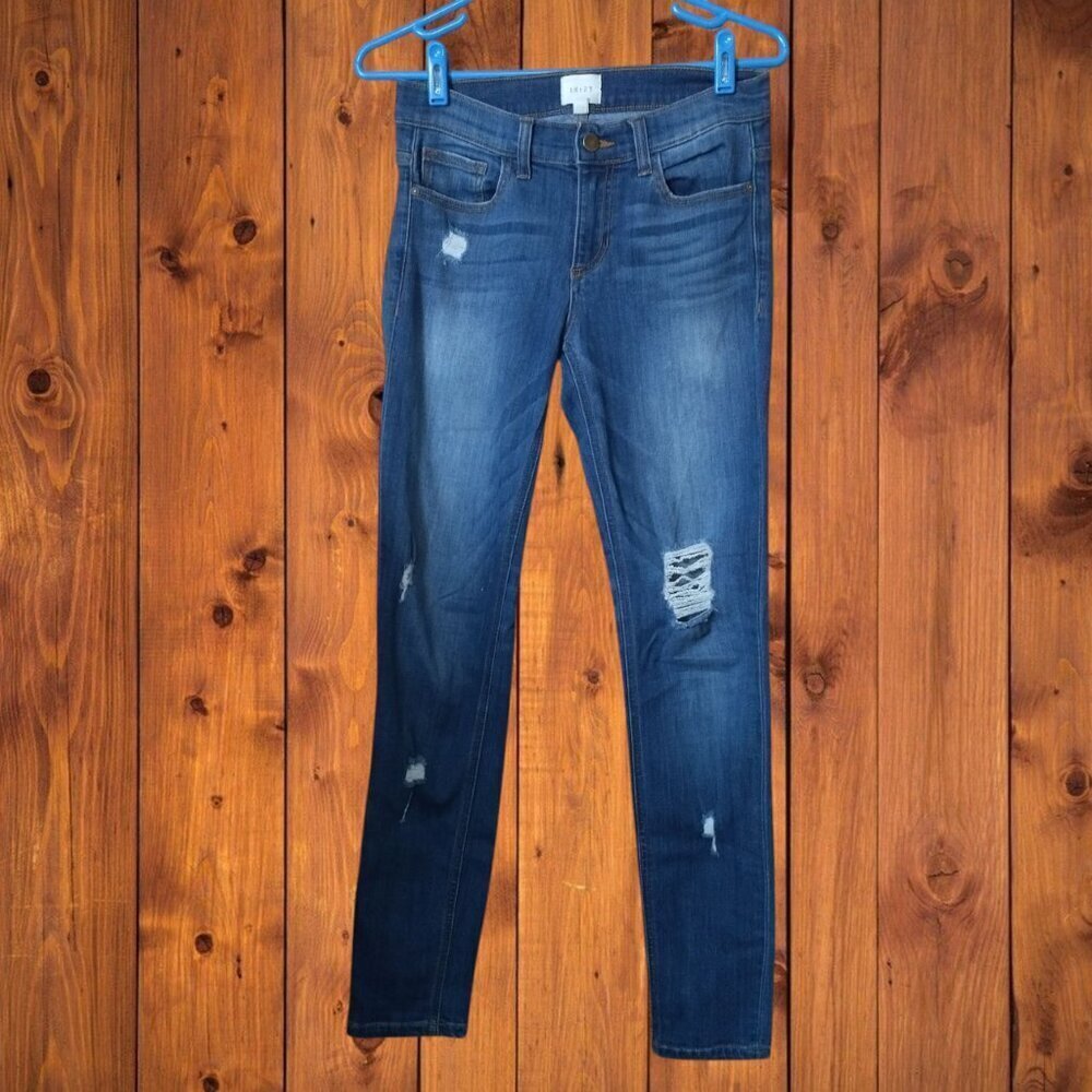 id:23 Women's Size 26 Blue Denim Distressed Skinny Jeans Casual Grunge Festival